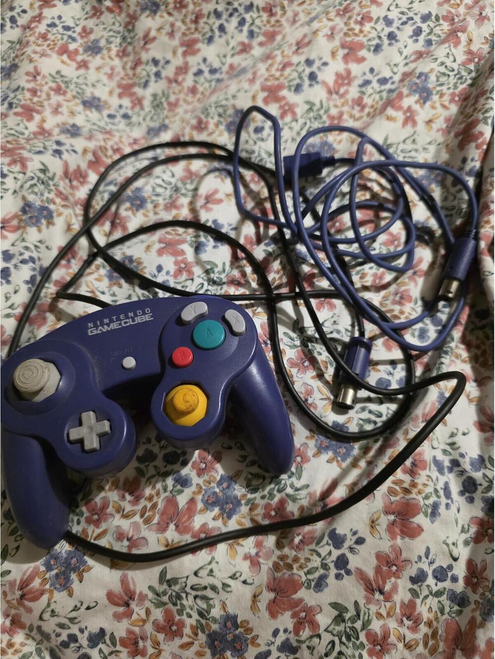 Vtg OEM Nintendo GameCube Wired Controller Indigo W/Cord Extender